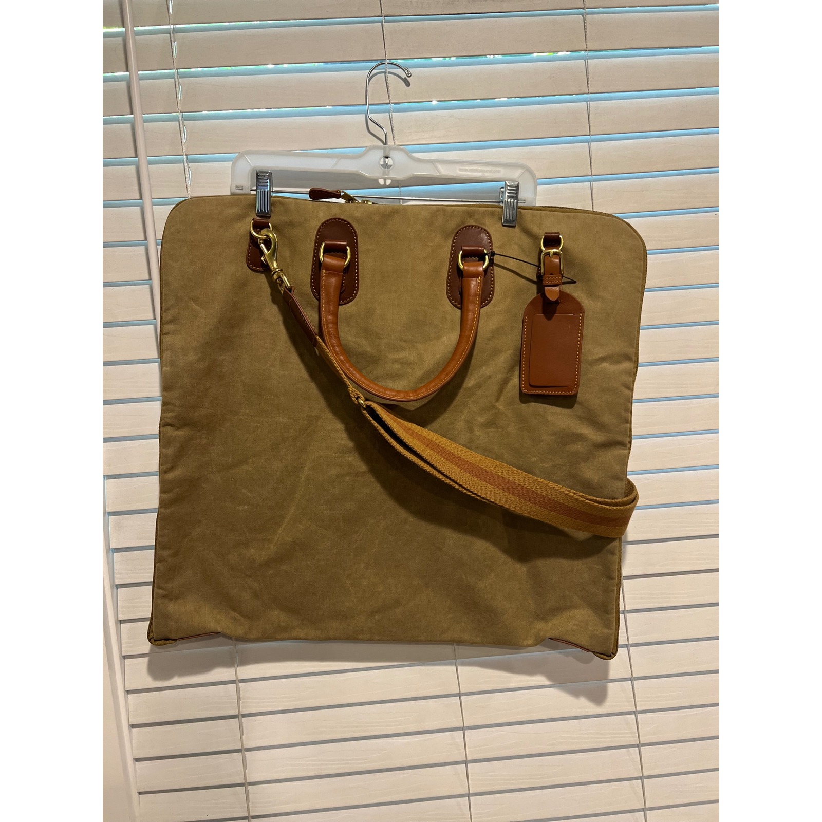 Rare Turtleson Canvas Tote Bag Tan Canvas Brown Leather Trim Usga Golf Travel